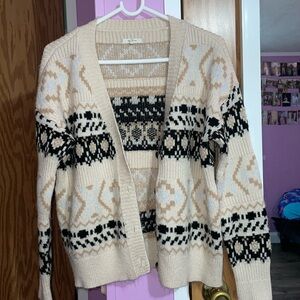 Patterned button up sweater cardigan